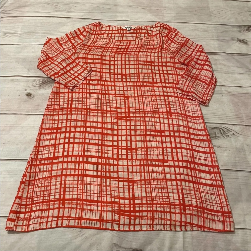 BB Dakota Slip Dress Red Stripe Plaid Semi Sheer Size S